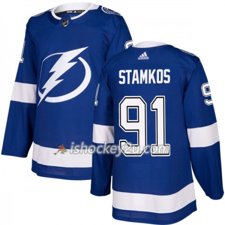 Mænd NHL Tampa Bay Lightning Trøje Steven Stamkos 91 Adidas 2017-2018 Blå Authentic